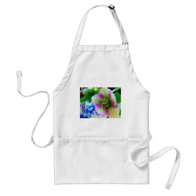 Pink Lenten Rose blue glass ball Standard Apron (Front)