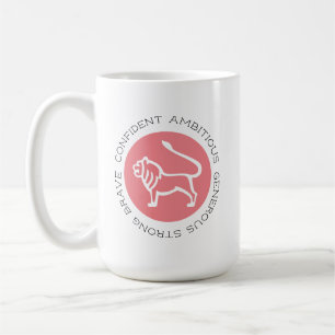 Pink Leo Zodiac Star Sign Personality Traits Coffee Mug