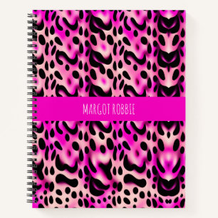 Pink Leopard 3D Geometric Pattern Notebook
