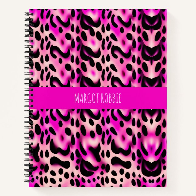 Pink Leopard 3D Geometric Pattern Notebook (Front)