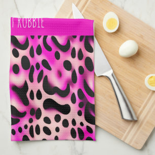 Pink Leopard 3D Geometric Pattern Tea Towel
