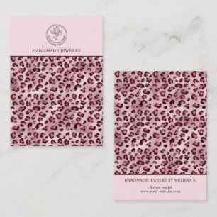 Pink Leopard Animal Print Pattern Earrings Display Business Card
