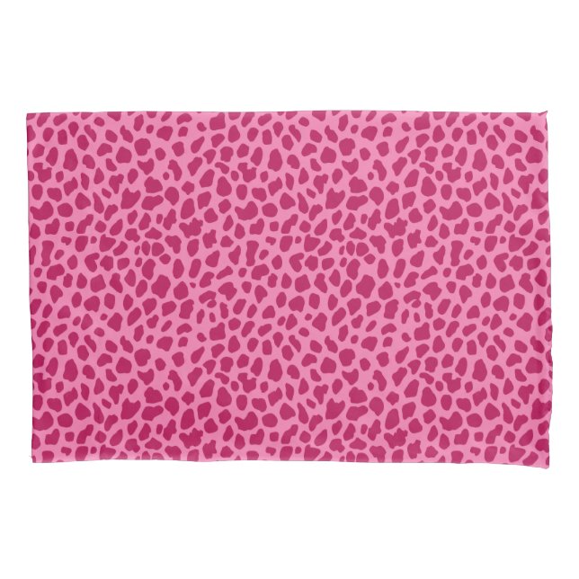 Pink Leopard Animal Print Retro Chic y2k Aesthetic Pillowcase (Front)