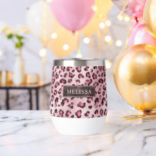Pink Leopard Animal Print With Faux Foil And Name