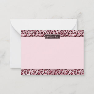 Pink Leopard Animal Print With Faux Foil And Name Card