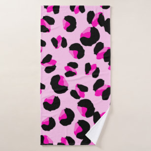 Pink leopard. Animal skin pattern. Leopard. Panthe Bath Towel