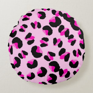 Pink leopard. Animal skin pattern. Leopard. Panthe Round Cushion
