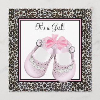 Pink Leopard Baby Shower Invitations