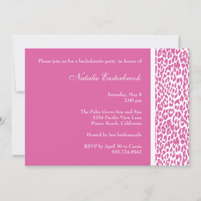 Pink Leopard Bachelorette Party Invitation (Front)