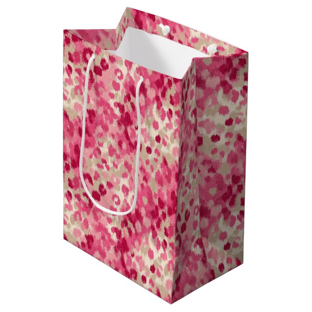 Pink Leopard Brush Stroke Seamless Pattern Medium Gift Bag (Front Angled)