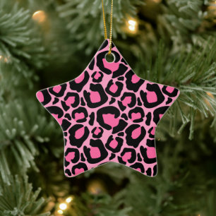 Pink Leopard Ceramic Tree Decoration