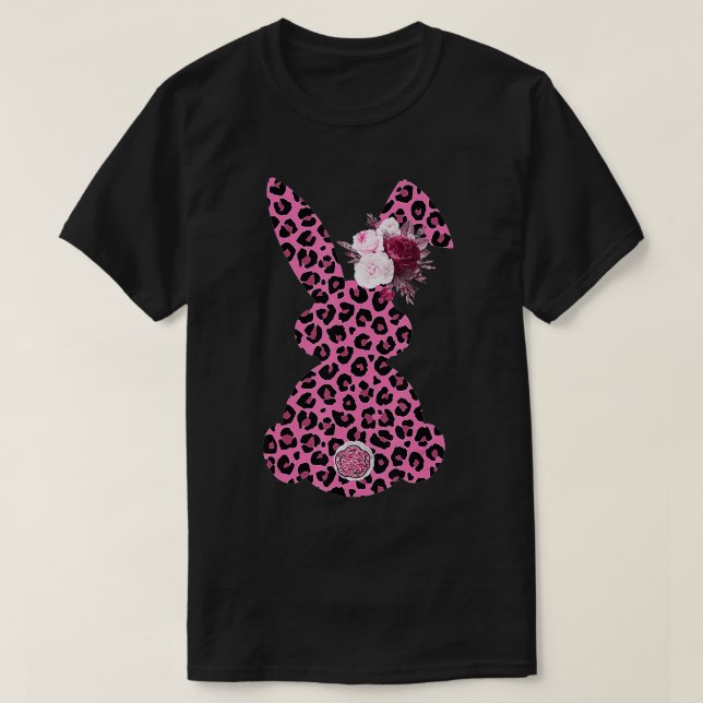 Pink Leopard Easter Bunny Ribbon Cute Rabbit Women T-Shirt (Design Front)