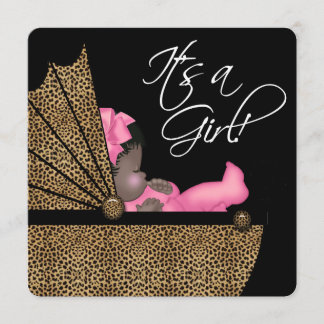 Pink Leopard Ethnic Baby Girl Shower Invitation