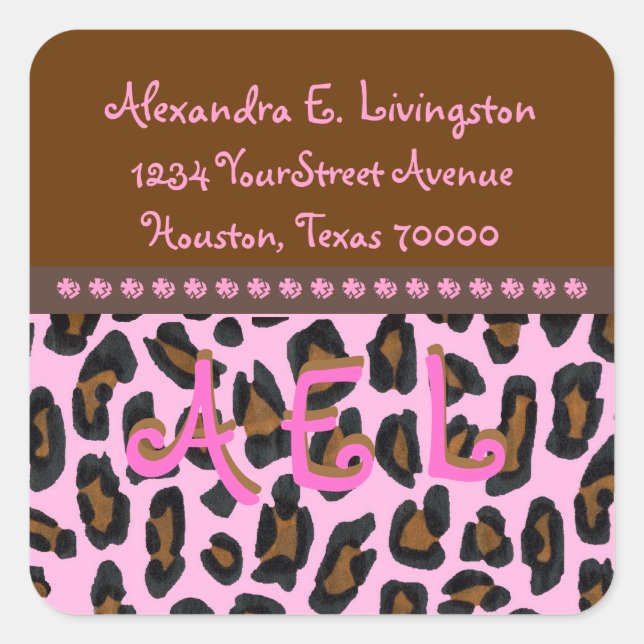 Pink Leopard Fur Address Labels (Front)