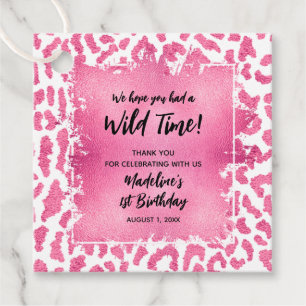 Pink Leopard Jungle Safari Birthday Thank You Favour Tags
