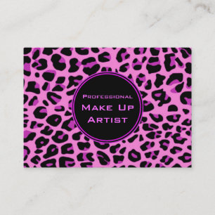 Pink Leopard Make Up Artist Business Card