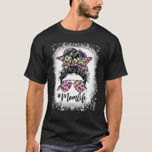 Pink Leopard Mum Life Bleached Mother's Day T-Shirt