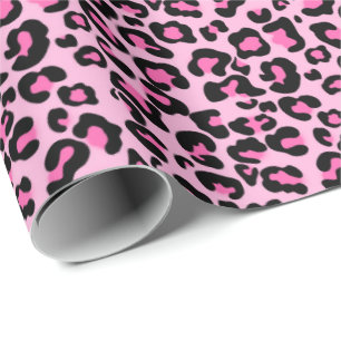 Pink leopard pattern baby girl's wrapping paper