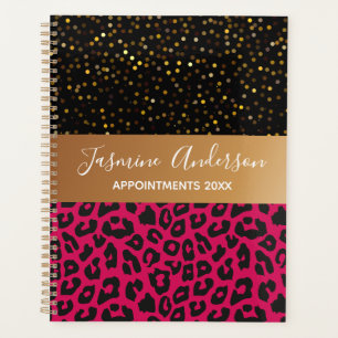 pink Leopard pattern black Gold Glitter 2024 Planner