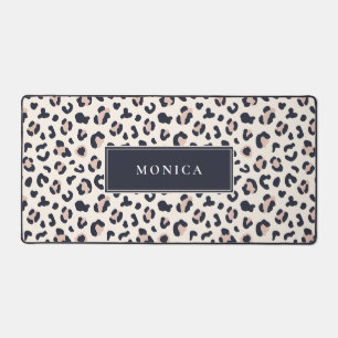 Pink Leopard pattern custom name Desk Mat