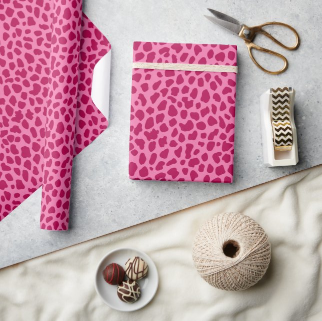Pink Leopard Pattern Girly Glam y2k Animal Print  Wrapping Paper (Crafts)
