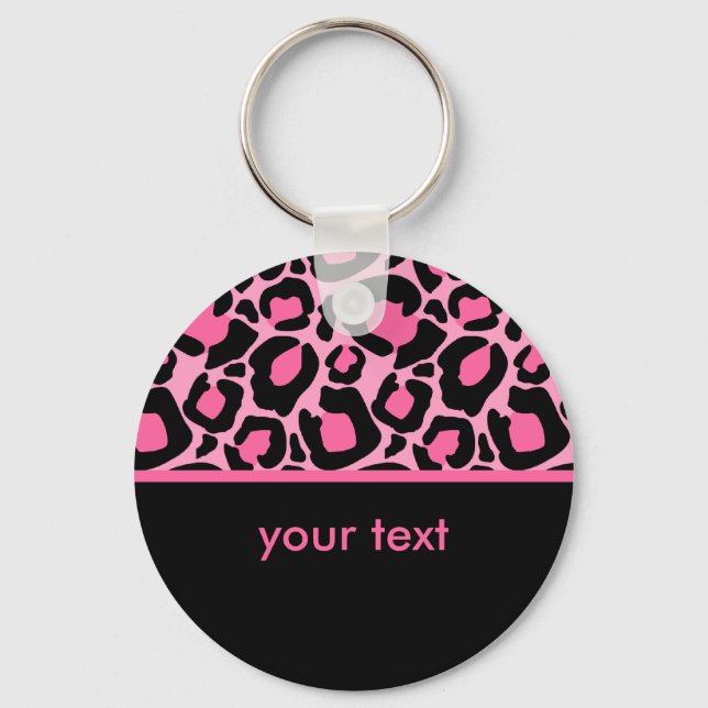 Pink Leopard Pattern Key Ring (Front)