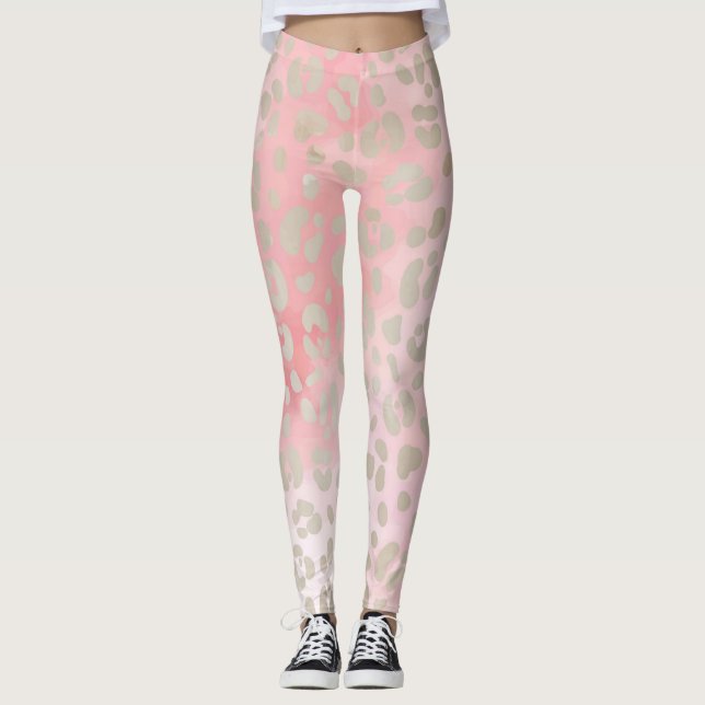 Pink Leopard pattern Leggings (Front)