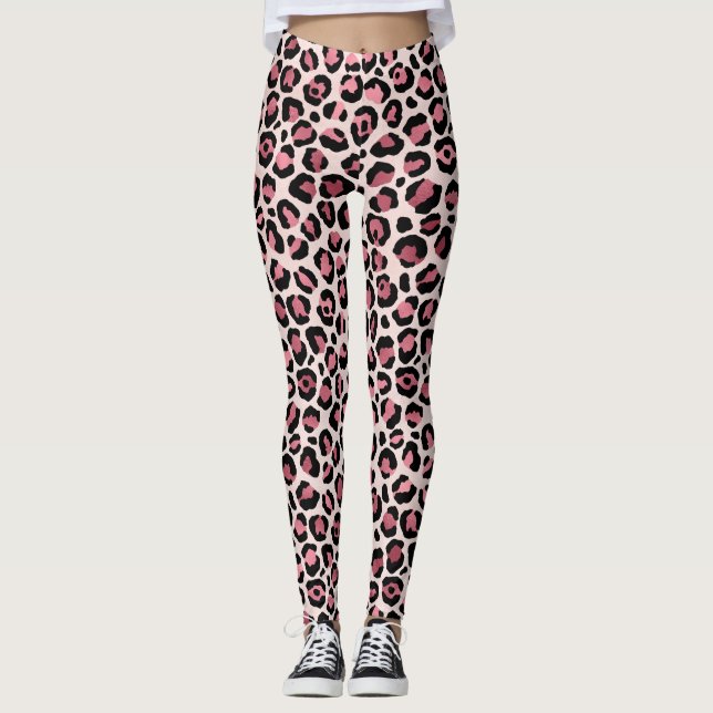 Pink Leopard Pattern Leggings (Front)
