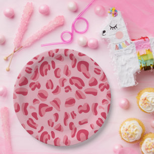 Pink Leopard Pattern Paper Plate