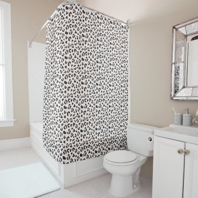 Pink Leopard pattern Shower Curtain (In Situ)