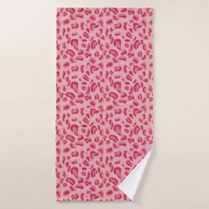 Pink Leopard Pattern Viva Magenta Bath Towel