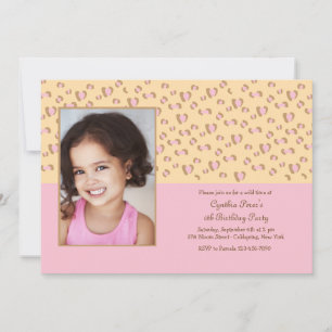 Pink Leopard Photo Invitation