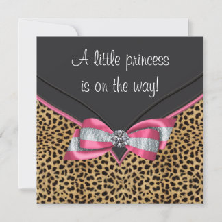 Pink Leopard Princess Baby Shower Invitation