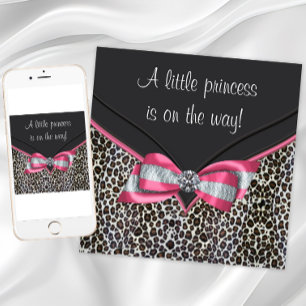 Pink Leopard Princess Baby Shower Invitations