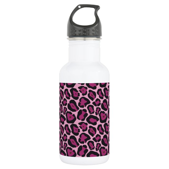 Pink Leopard Print 532 Ml Water Bottle (Front)
