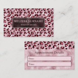 Pink Leopard Print And Faux Foil Appointment Card
