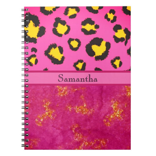 Pink Leopard Print Animal Cheetah Trendy Chic  Notebook (Front)