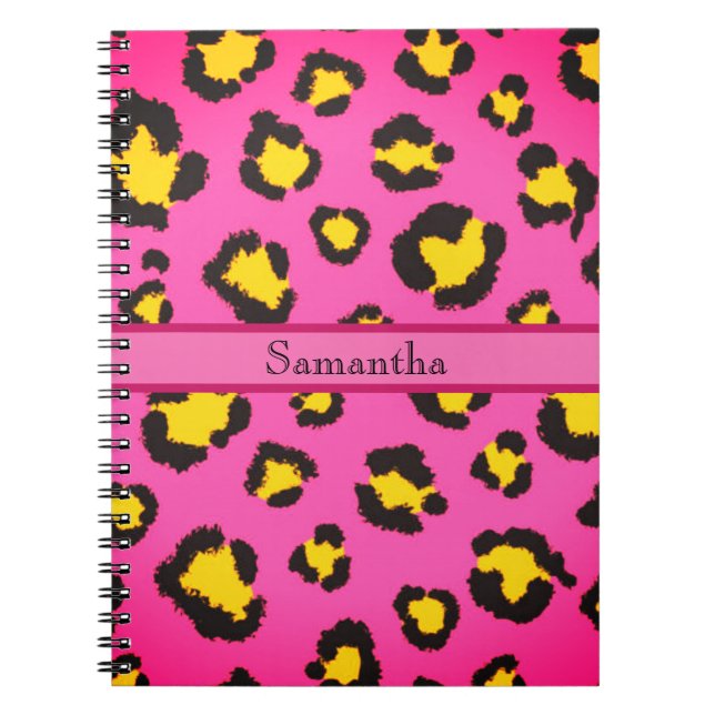 Pink Leopard Print Animal Cheetah Trendy Chic Notebook (Front)
