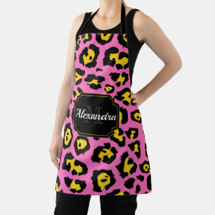 Pink Leopard Print Apron