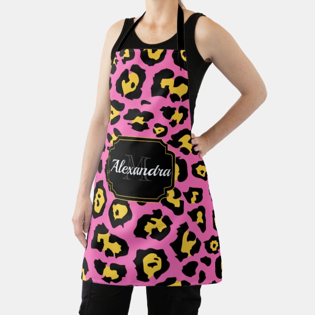 Pink Leopard Print Apron (Insitu)