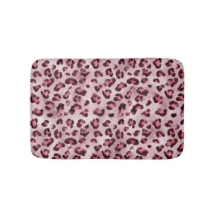 Pink Leopard Print Artistic Wild Cat Fur Texture Bath Mat