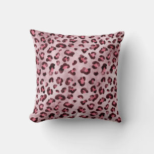 Pink Leopard Print Artistic Wild Cat Fur Texture Cushion