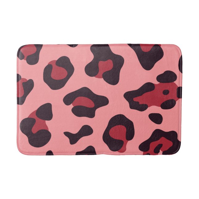 Pink Leopard Print Bath Mat (Front)