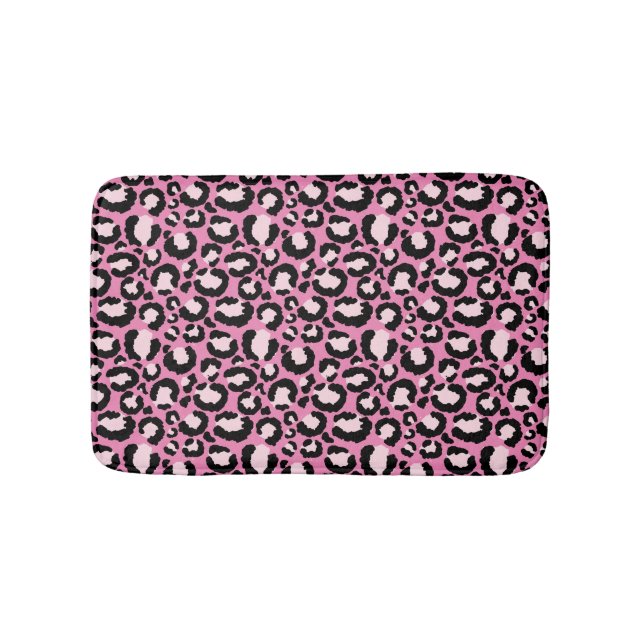 Pink Leopard Print Bath Mat (Front)