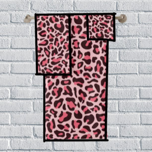 Pink Leopard Print Bathroom Towel Set