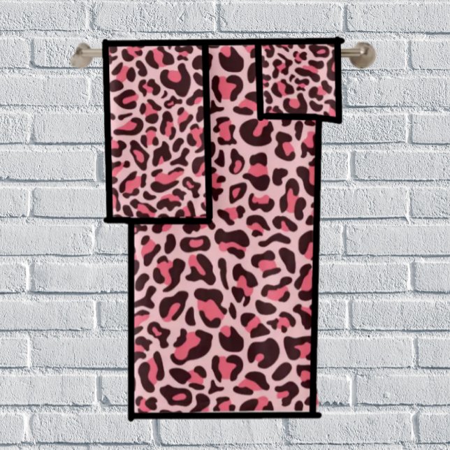 Pink Leopard Print Bathroom Towel Set (Creator Uploaded)