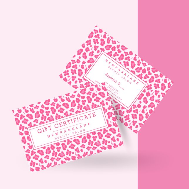 Pink Leopard Print Business Gift Certificate (Creator Uploaded)