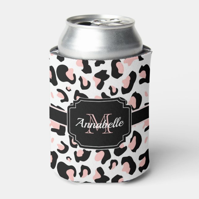 Pink Leopard Print Can Cooler (Can Front)