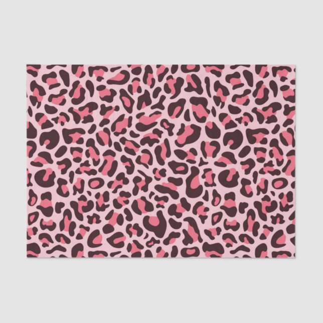 Pink Leopard Print Cheetah Print Decoupage Tissue Paper (Front)