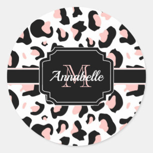 Pink Leopard Print Classic Round Sticker